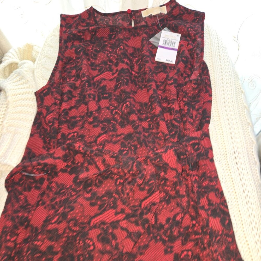 NWT Michael Kors Women's Lace-Trimmed Tie-Front Top (XXL, Red Currant)